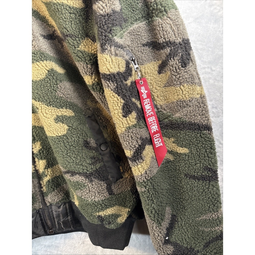 Alpha Industries Jacket Mens Medium Black Camo L-2B Sherpa Reversible Relaxed - Picture 12 of 15